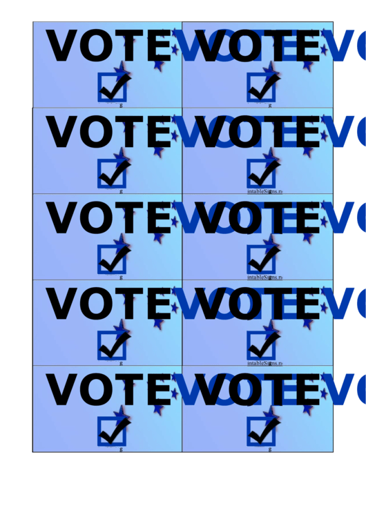 Vote Sign Blue Palm Cards Template Printable pdf