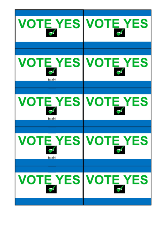 Vote Yes Sign Palm Cards Template Printable pdf