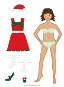 Red Christmas Paper Doll Template