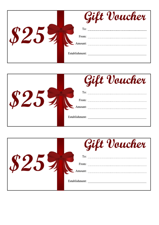 Gift Voucher Template - 25$ Printable pdf