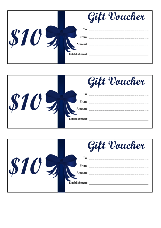 Gift Voucher Template - 10$ Printable pdf