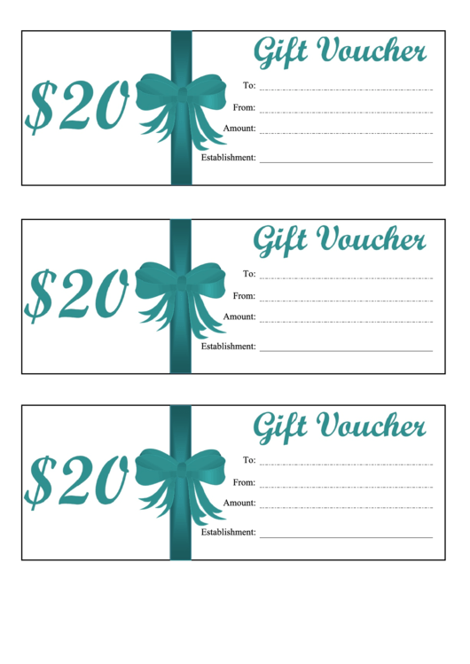 Gift Voucher Template - 20$ Printable pdf