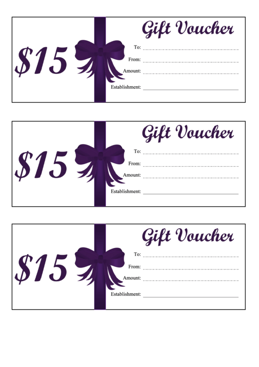 Gift Voucher Template - 15$ Printable pdf