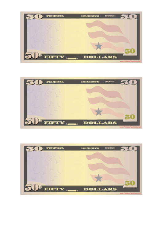 50 Dollar Play Money Template Printable pdf