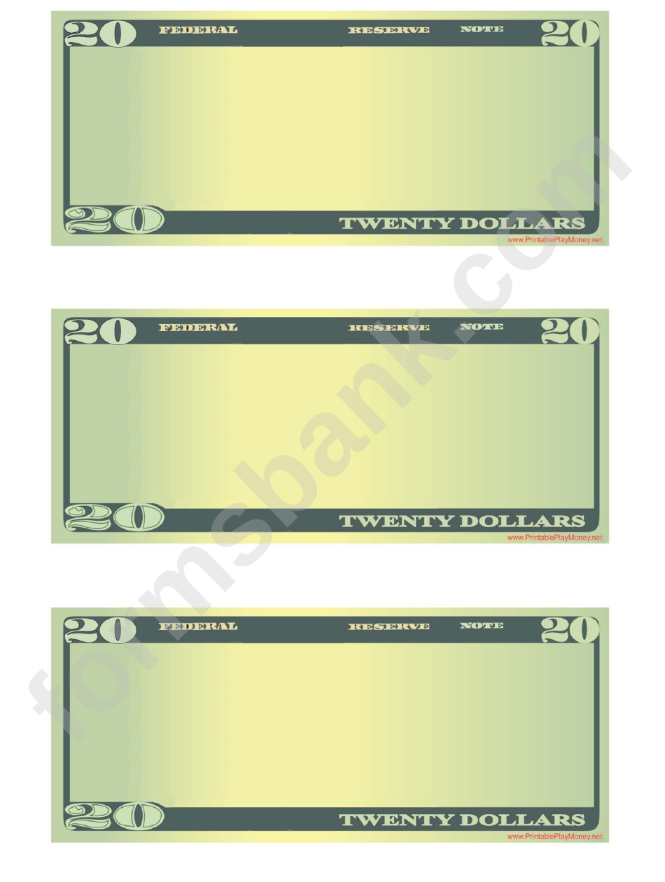 Twenty Dollar Bill Template Back Printable Pdf Download