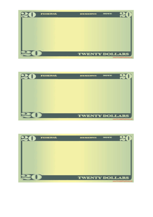 Blank Twenty Dollar Bill Template printable pdf download