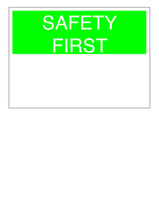 Safety Safety First Printable pdf