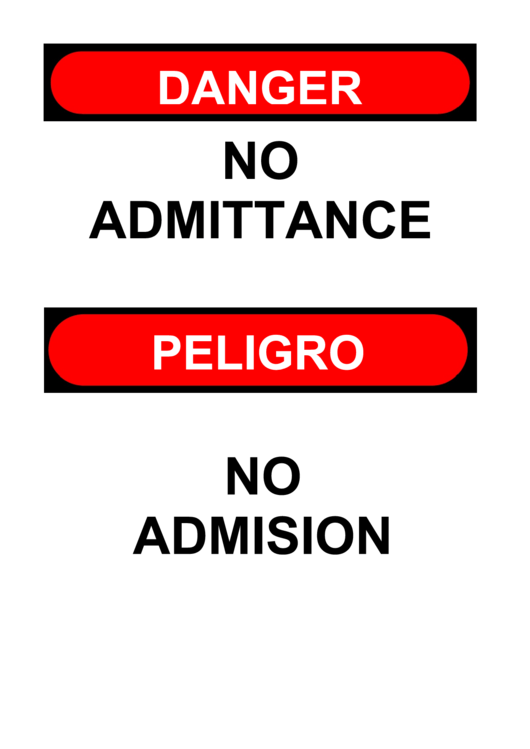 Danger No Admittance - Bilingual Printable pdf