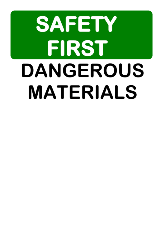 Safety Dangerous Materials Printable pdf