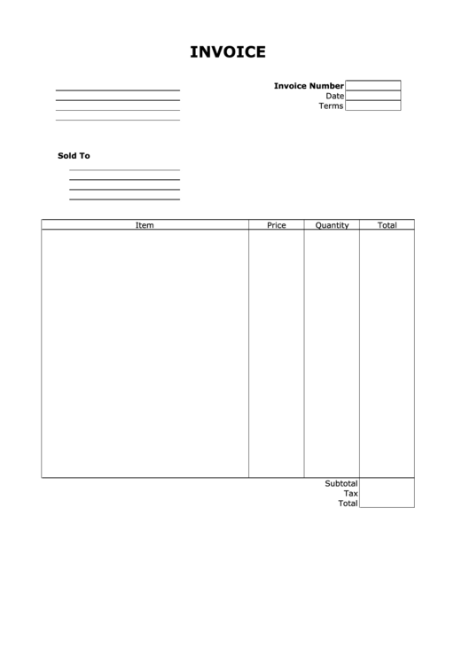 Invoice Template - Portrait Orientation Printable pdf