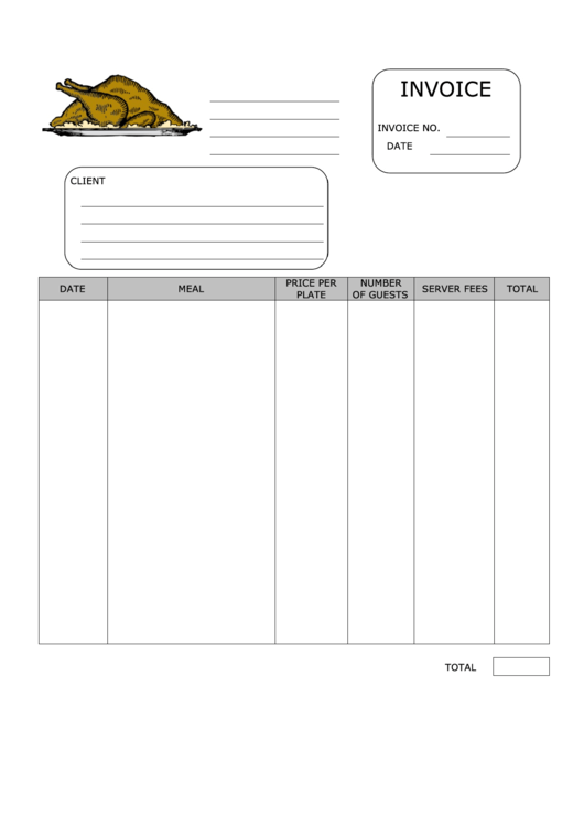 Catering Invoice Template Printable pdf