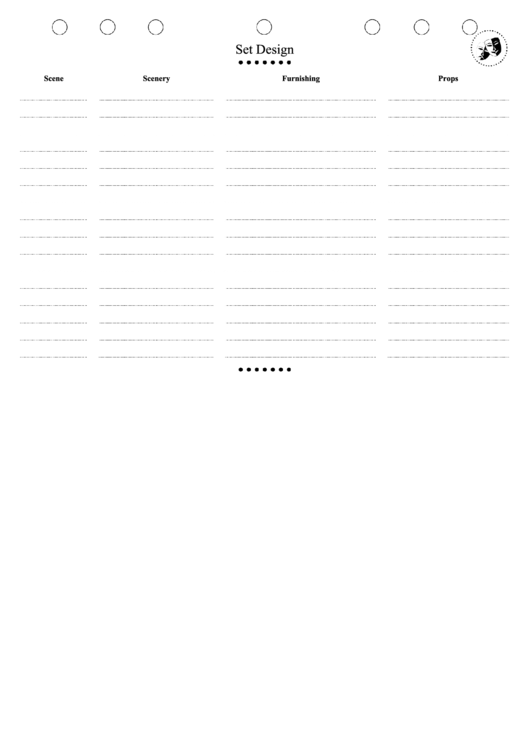 Set Design Checklist Template Printable pdf