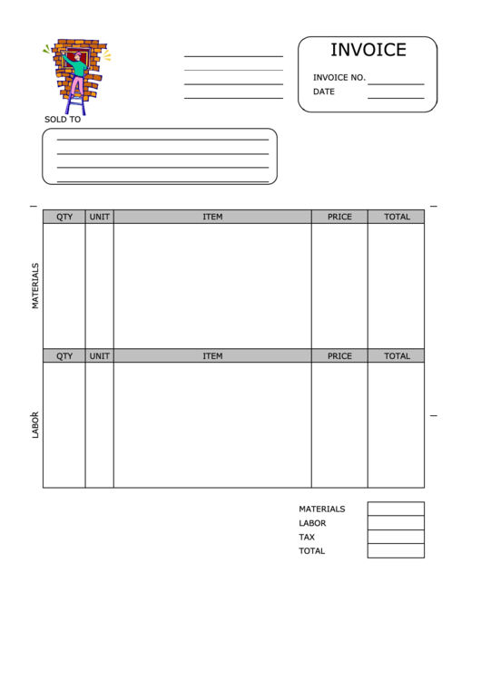 Carpentry Invoice Template Printable pdf