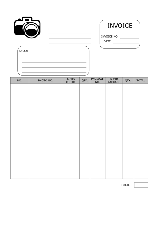Photography Invoice Template Printable pdf