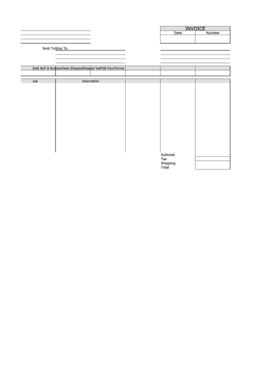 Invoice Template - Landscape Printable pdf