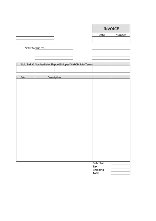 Invoice Template - Portret Printable pdf