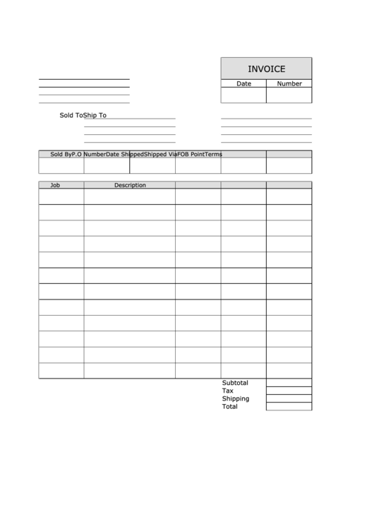Invoice Template - Portret, Lined Printable pdf