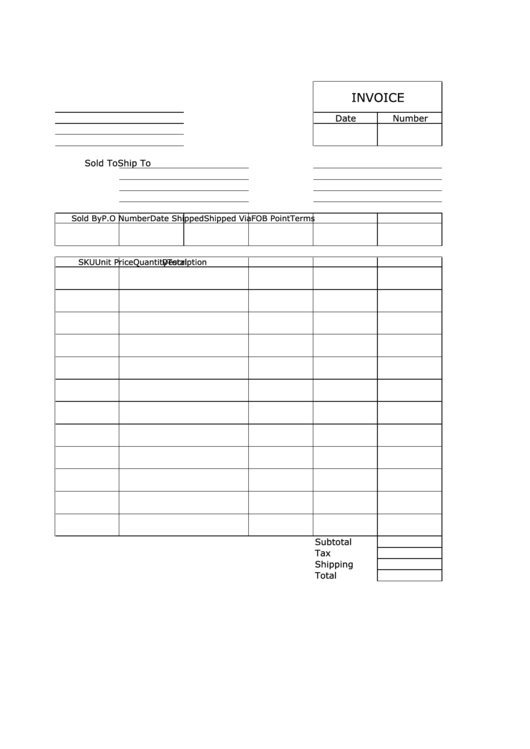 Invoice Template - Vertical Printable pdf
