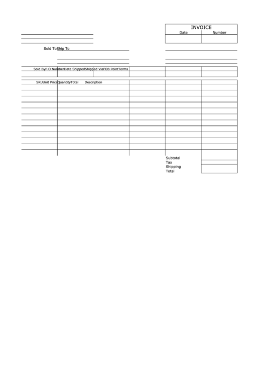 Invoice Template - Horizontal Printable pdf
