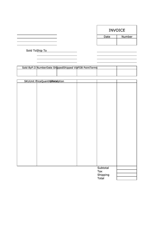 Invoice Template - Not Lined Printable pdf