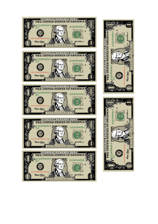 Mini-Dollar Bill Template Printable pdf