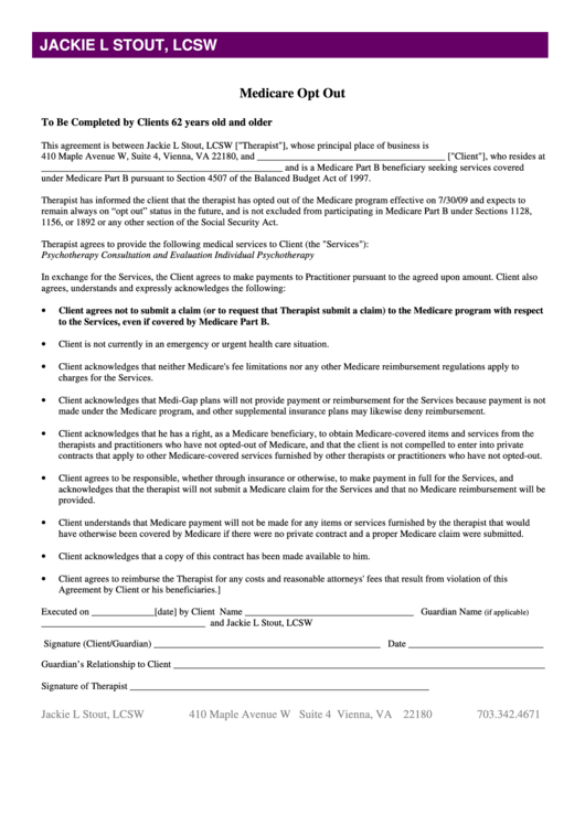 Medicare Opt Out Printable pdf
