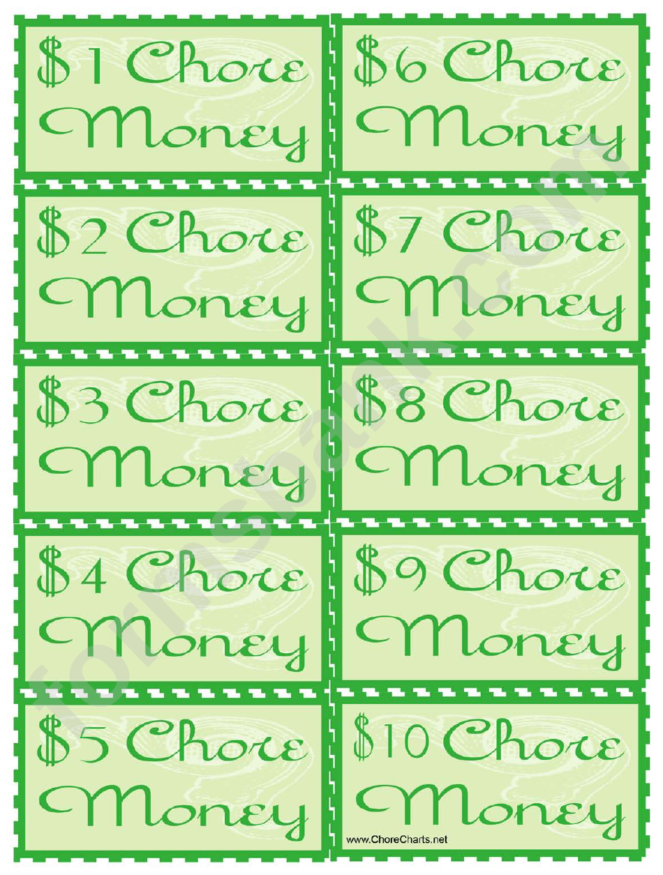 Green Chore Money Template