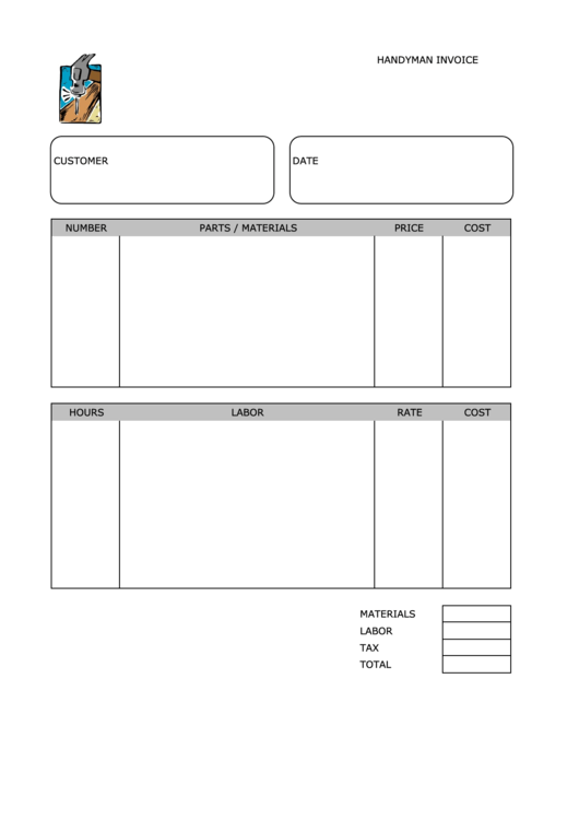 Handyman Invoice Template Printable pdf