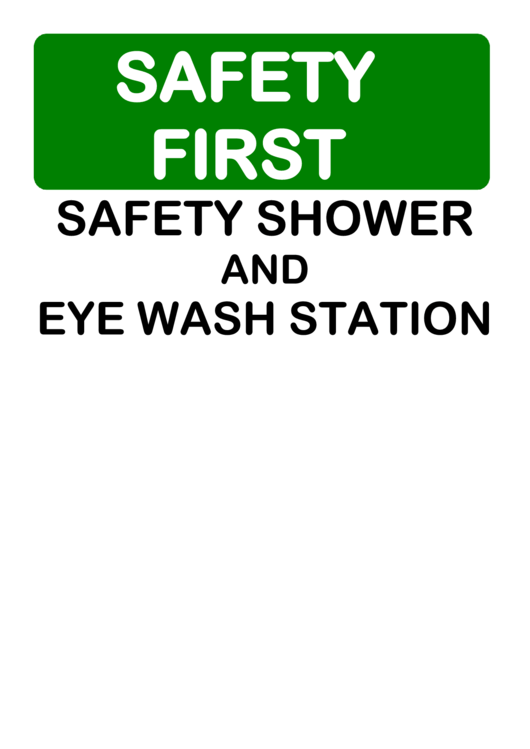 Safety Shower And Eyewash Sign Template Printable pdf