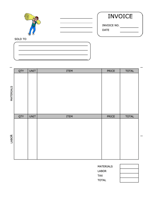 Carpet Installation Invoice Template Printable pdf