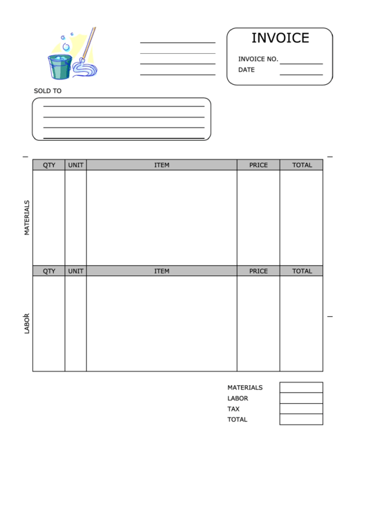 Housekeeping Invoice Template Printable pdf