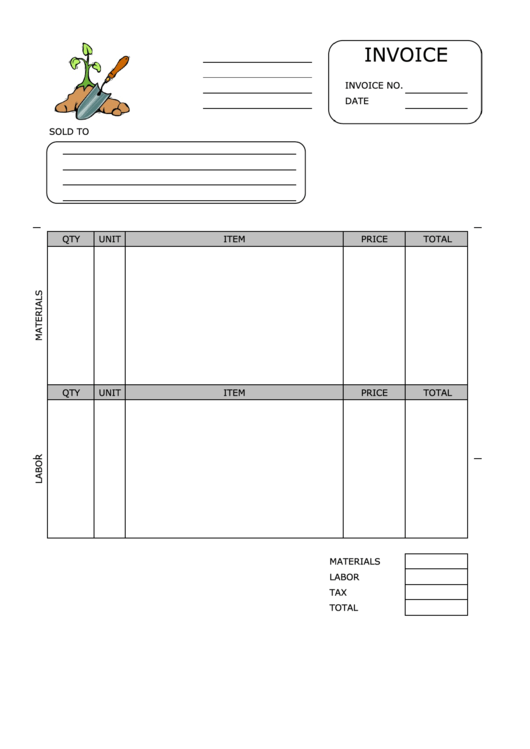 Gardening Invoice Template Printable pdf
