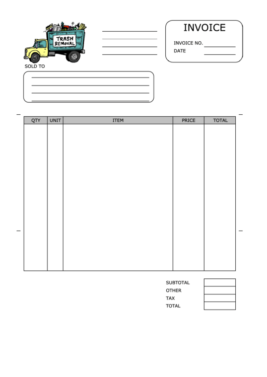 Trash Removal Invoice Template Printable pdf