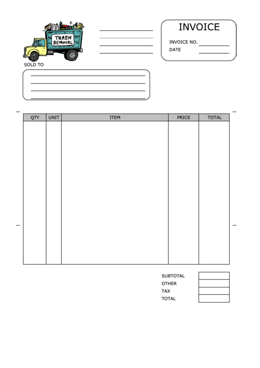 Trash Removal Invoice Template printable pdf download