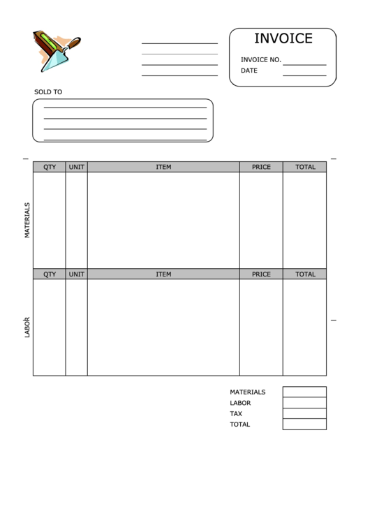 Bricklayer Invoice Template Printable pdf
