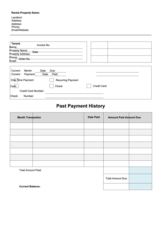 Tenant Invoice Template Printable pdf