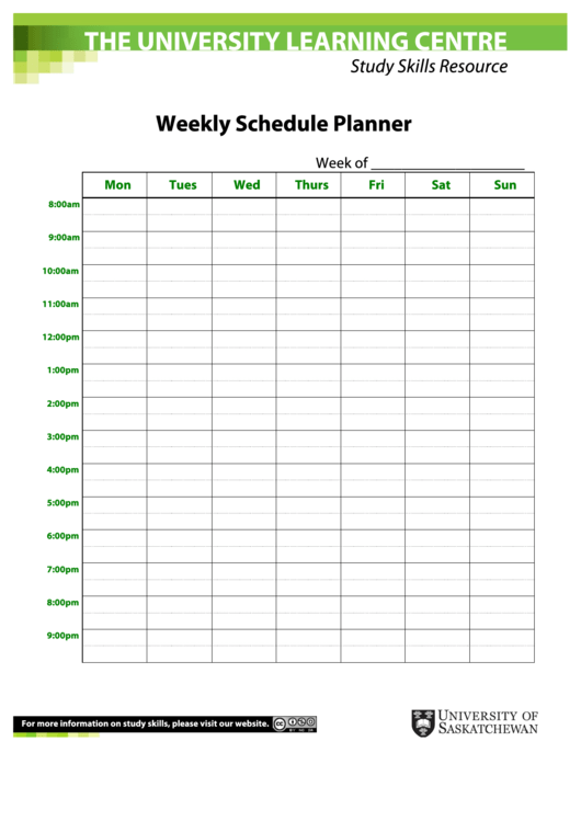 Weekly Schedule Planner Template Printable pdf