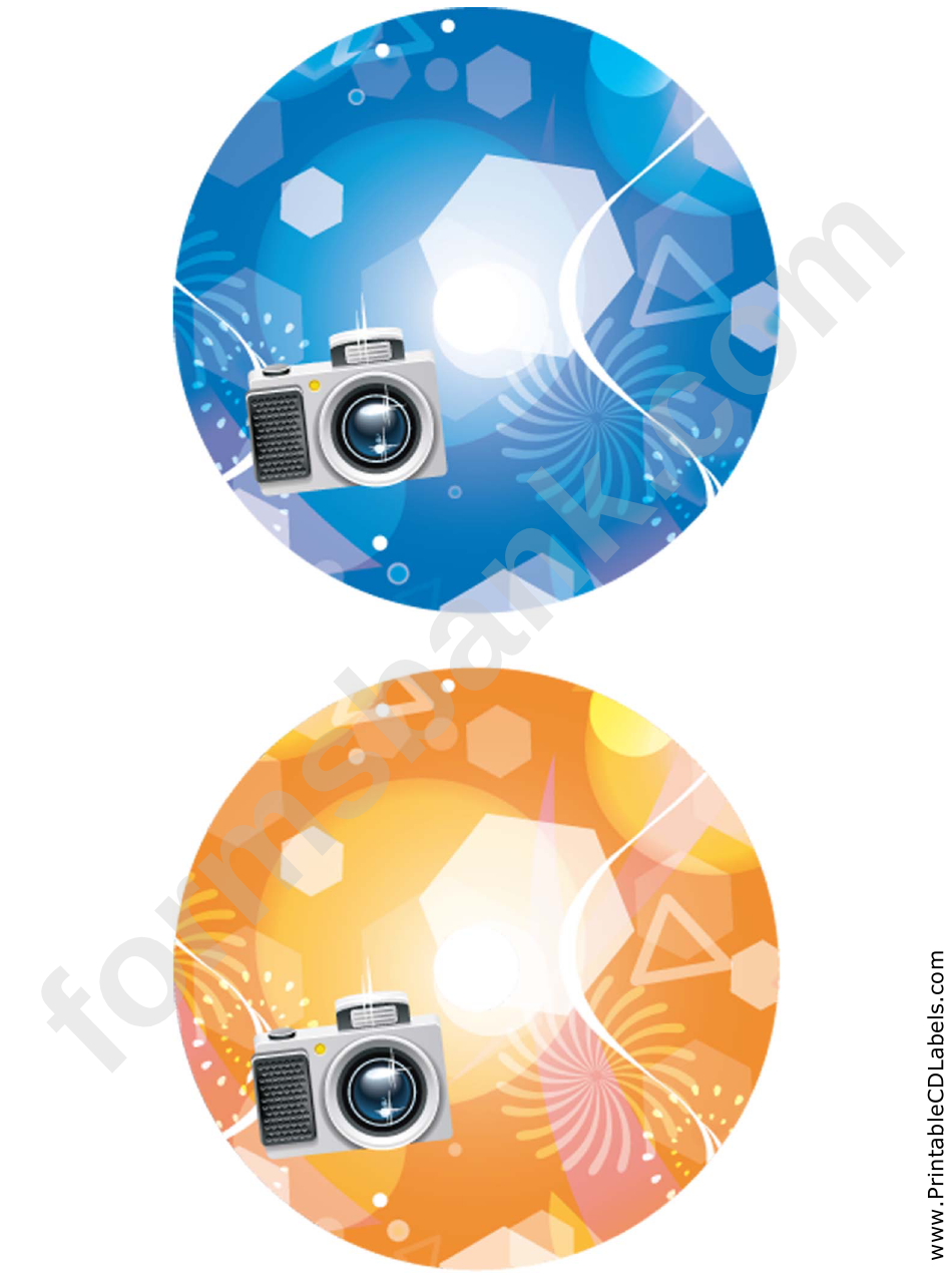 Blue Orange Camera Photography Cd-Dvd Labels