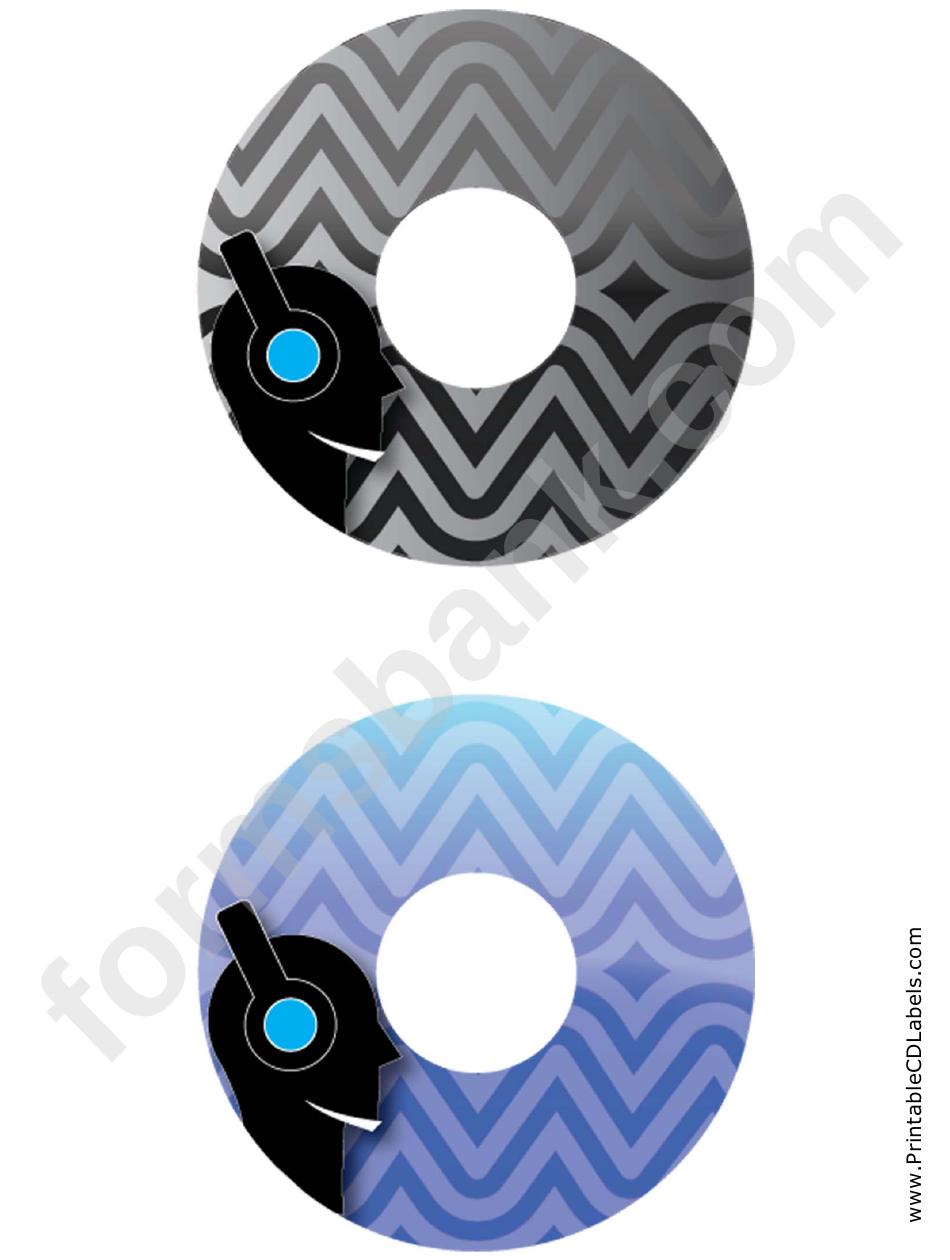 Black Blue Headphones Music Cd-Dvd Labels