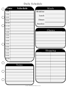 Daily Schedule Template Black And White