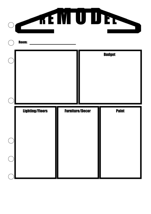Remodel Planner Printable pdf