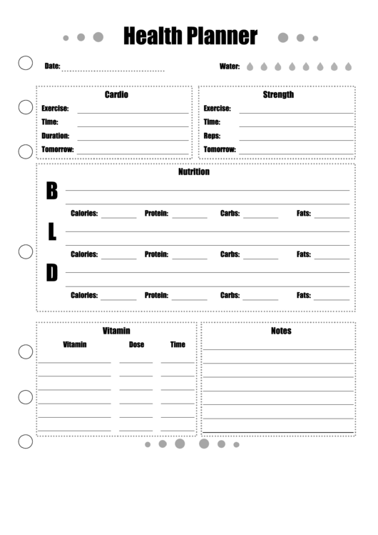 Health Planner Printable pdf