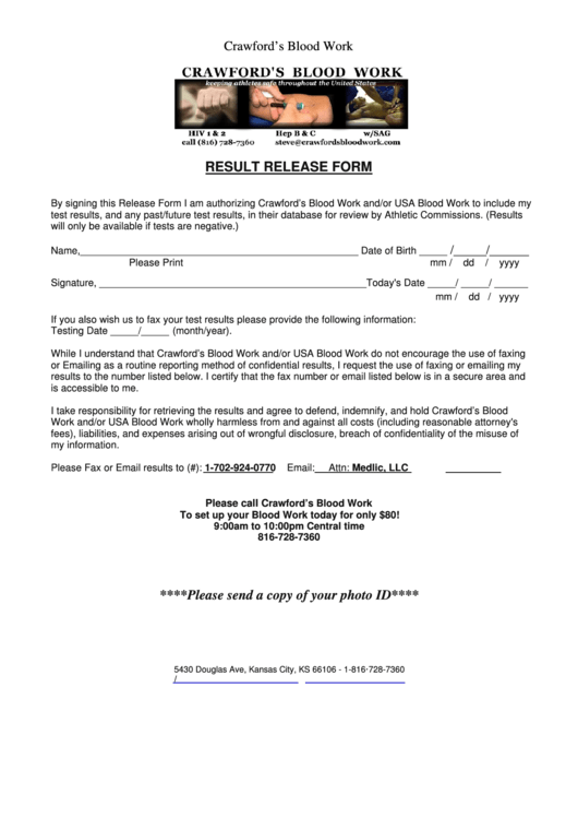 Result Release Form Printable pdf