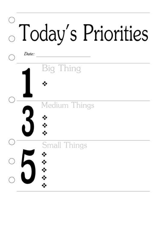 Todays Priorities Planner Printable pdf