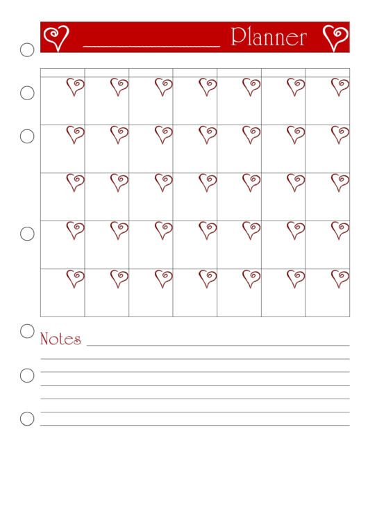 Heart Monthly Planner - Blank Printable pdf
