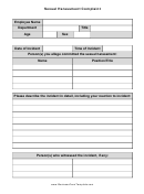 Sexual Harassment Complaint Printable pdf