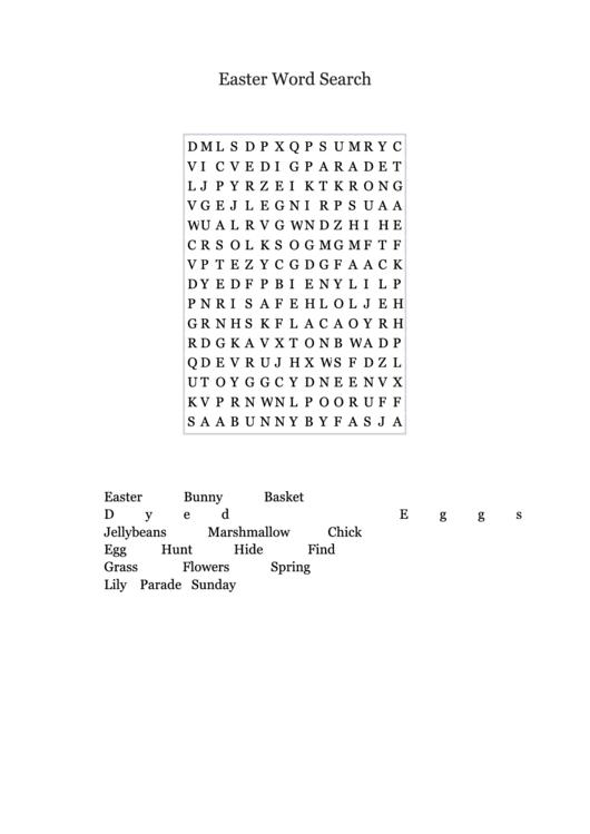 Easter Word Search Puzzle Activity Sheet Printable pdf