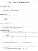 Blood Typing Internet Lesson Worksheet Printable pdf