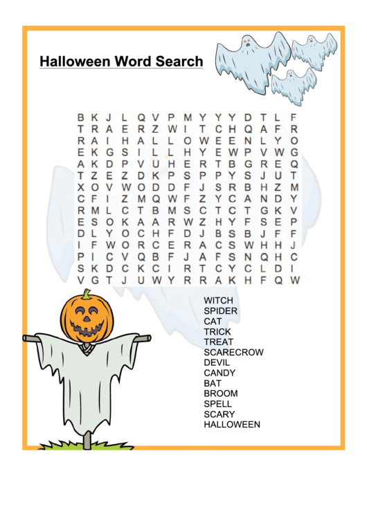 Halloween Ghost Word Search Printable pdf
