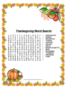 Thanksgiving Leaves Word Search Template